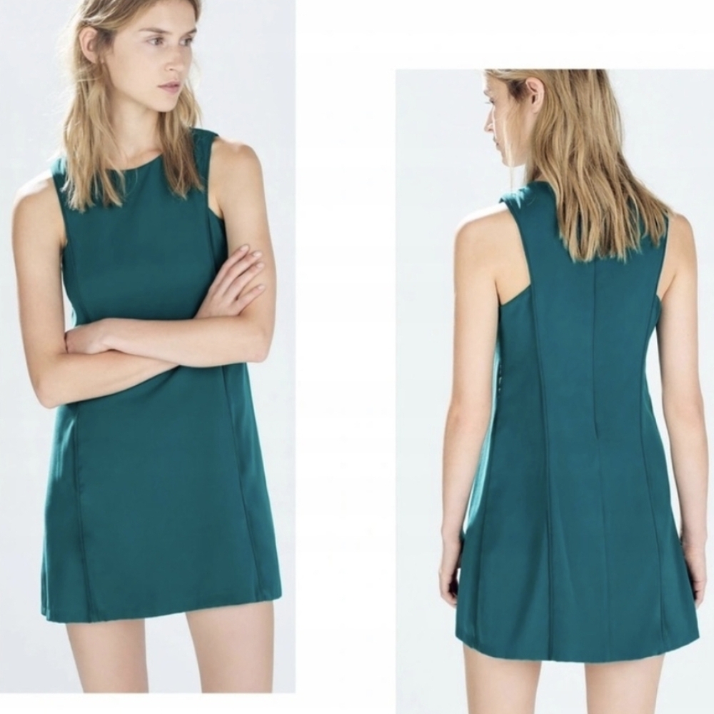 Trafaluc Zara Sheath Seamed Teal Green Dress Womens Size M